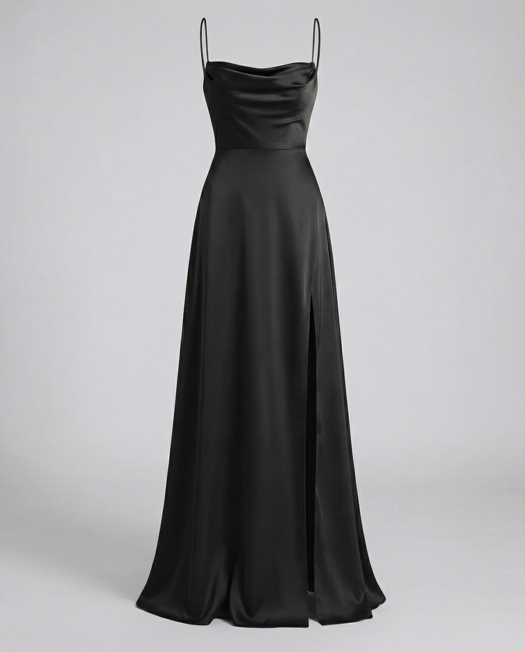 Satin Cowl Neck Evening Maxi Dress