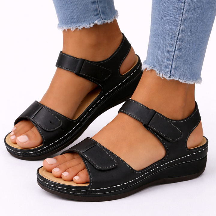 Women's Orthopedic Wedge Sandals with Ring Buckles