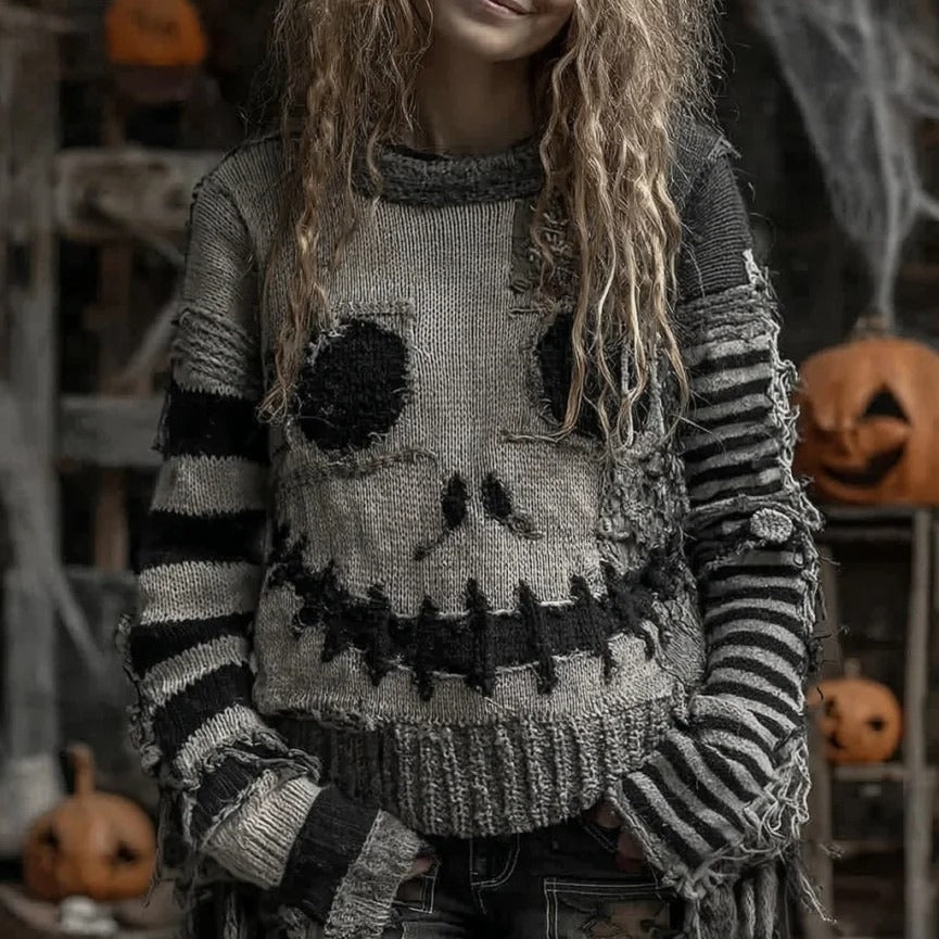 Men's Halloween Pumpkin Bat Knit Sweater