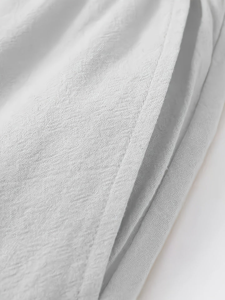 Men's Crinkled Linen Wide-Leg Drawstring Pants