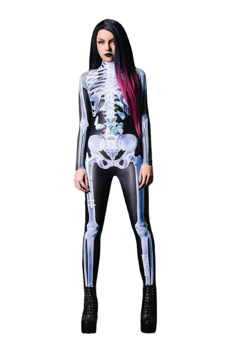 Men's Skeleton Halloween Costume Jumpsuit with Long Sleeves
