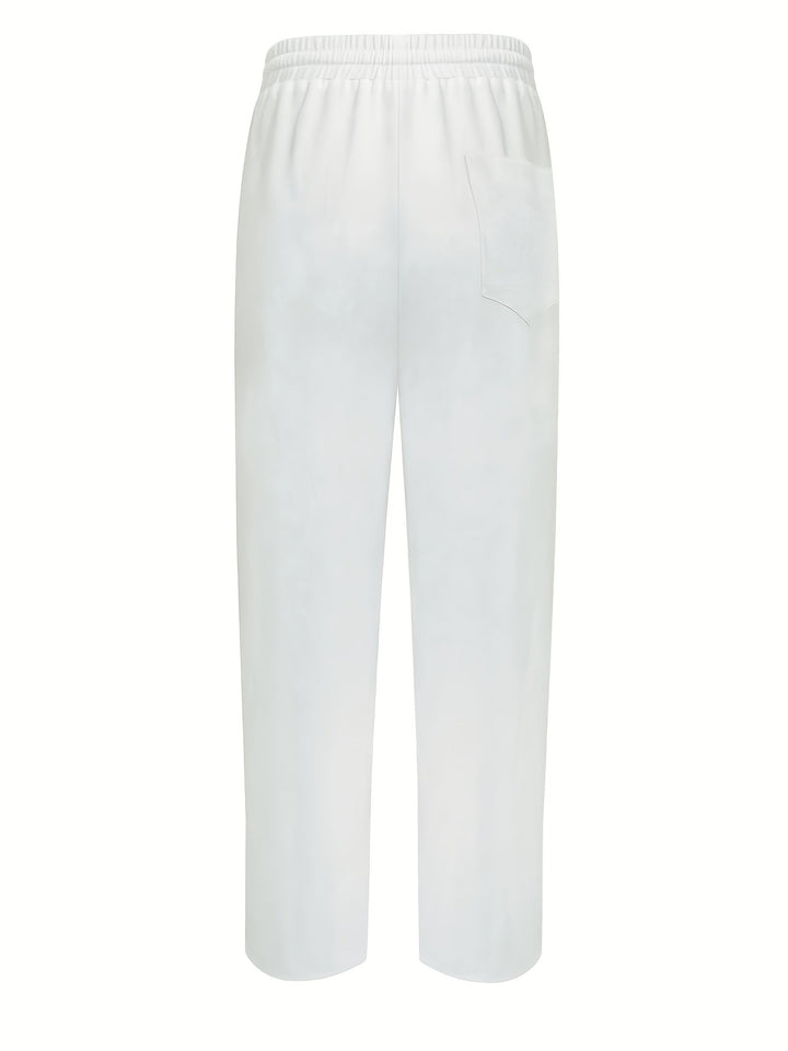 Men's Linen Straight-Leg Pants with Side Button Placket