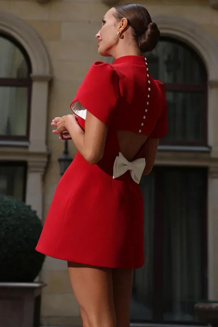 Isabella | Elegant Short Sleeve Mini Cocktail Dress
