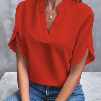 Relaxed Fit V Neck Blouse