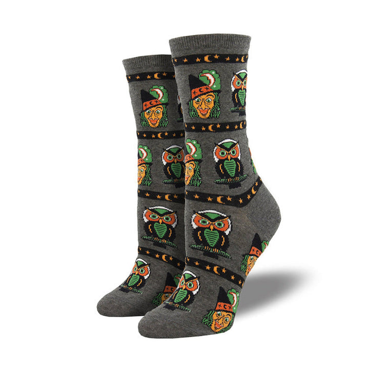 Halloween Pumpkin and Witch Print Cosy Socks