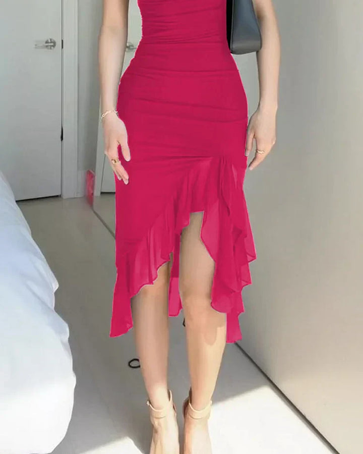 Emilia | Elegant Sleeveless Asymmetric Midi Dress