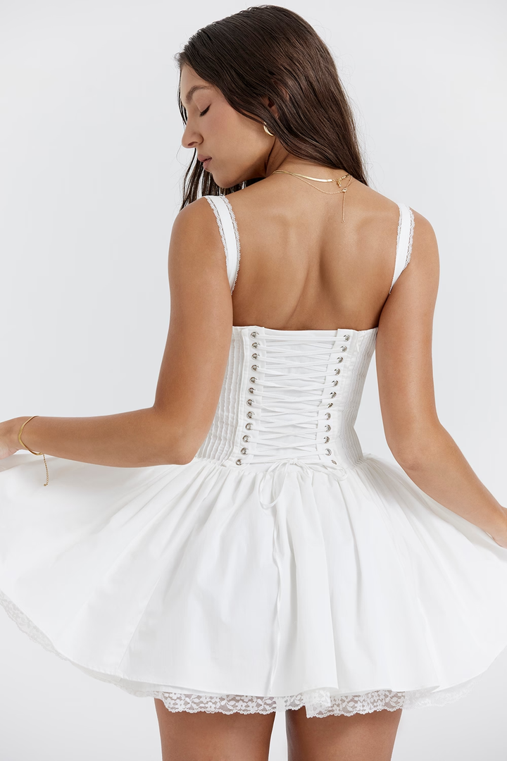 Rosalie | Corset Lace Trim Mini Dress