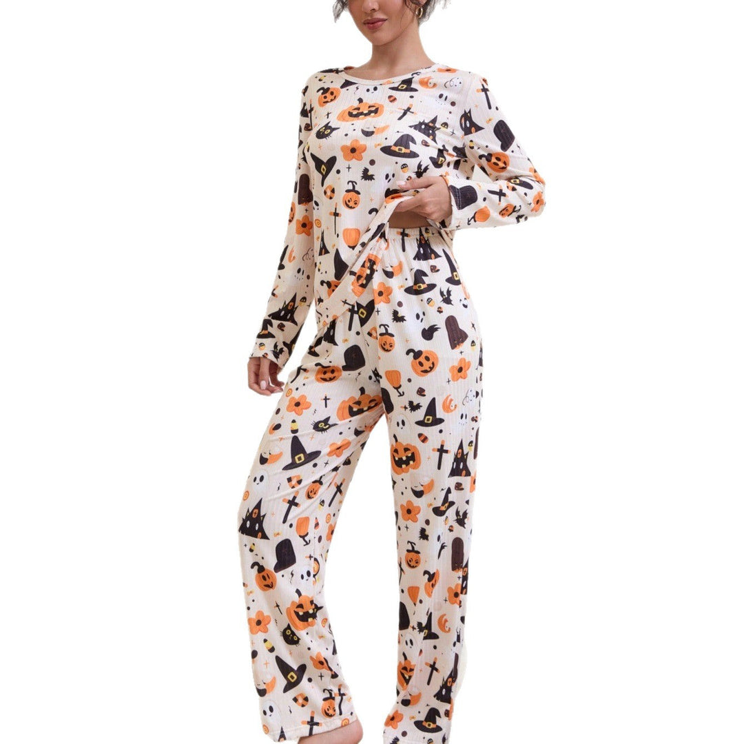 Women's Halloween Pumpkin Print Pyjama Set
