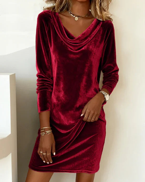 Vivienne | Velvet Cowl Neck Mini Dress