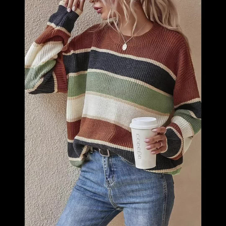 Women's Striped Crew Neck Sweater
