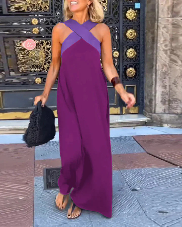 Cross Over Halter Neck Maxi Dress