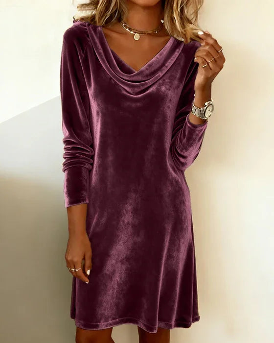 Vivienne | Velvet Cowl Neck Mini Dress