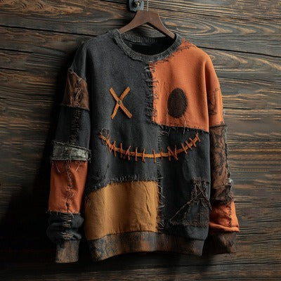 Men's Halloween Pumpkin Bat Knit Sweater