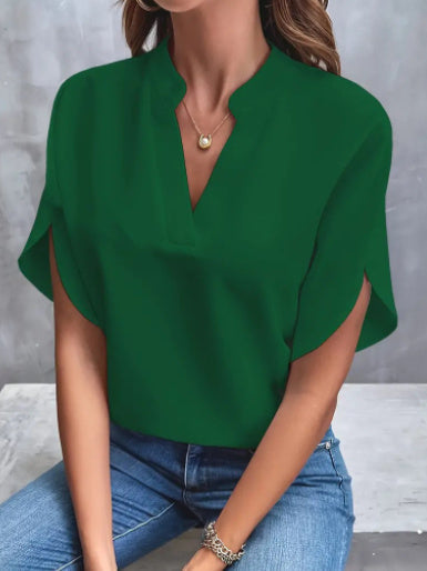 Relaxed Fit V Neck Blouse