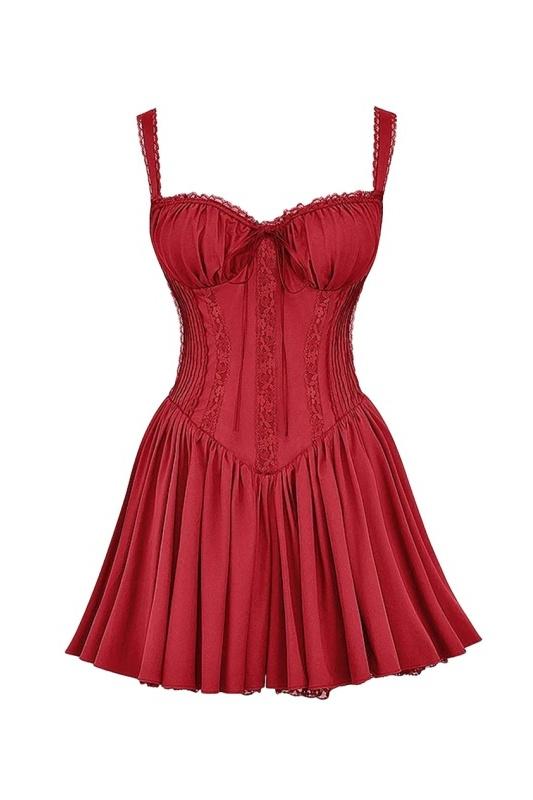 Rosalie | Corset Lace Trim Mini Dress