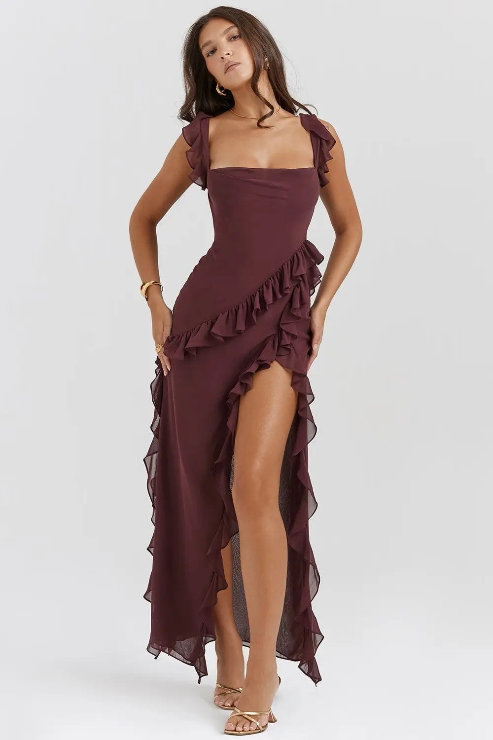 Lucia | Ruffle Trim Occasion Maxi Dress
