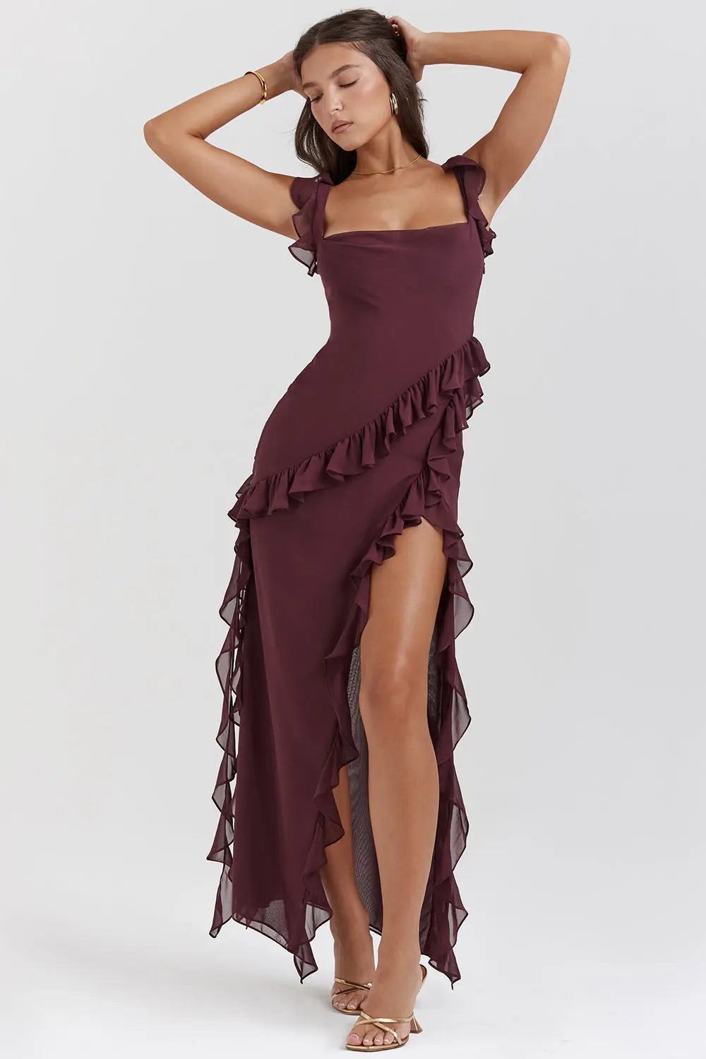Lucia | Ruffle Trim Occasion Maxi Dress