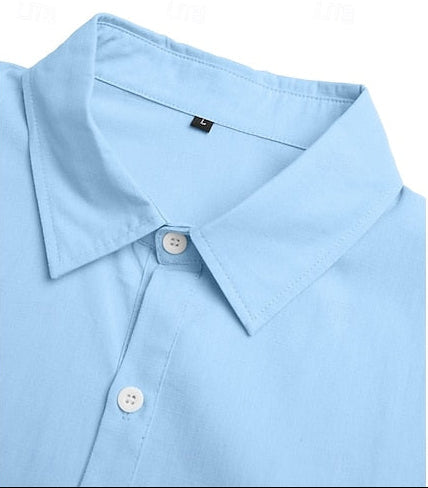 Men's Relaxed Linen Shirt with Camp Collar