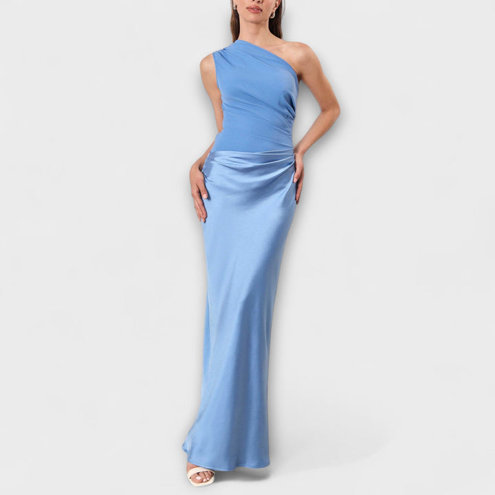 Alessia | Satin One Shoulder Evening Maxi Dress