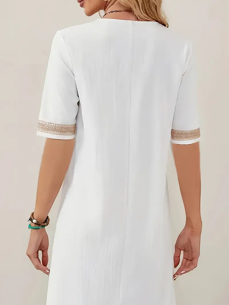 Serena | Lace Trim V-Neck Summer Dress