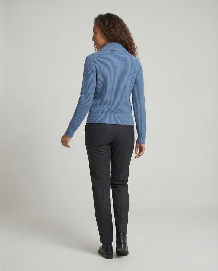 Aurora | Ribbed Shawl Collar Knit Cardigan