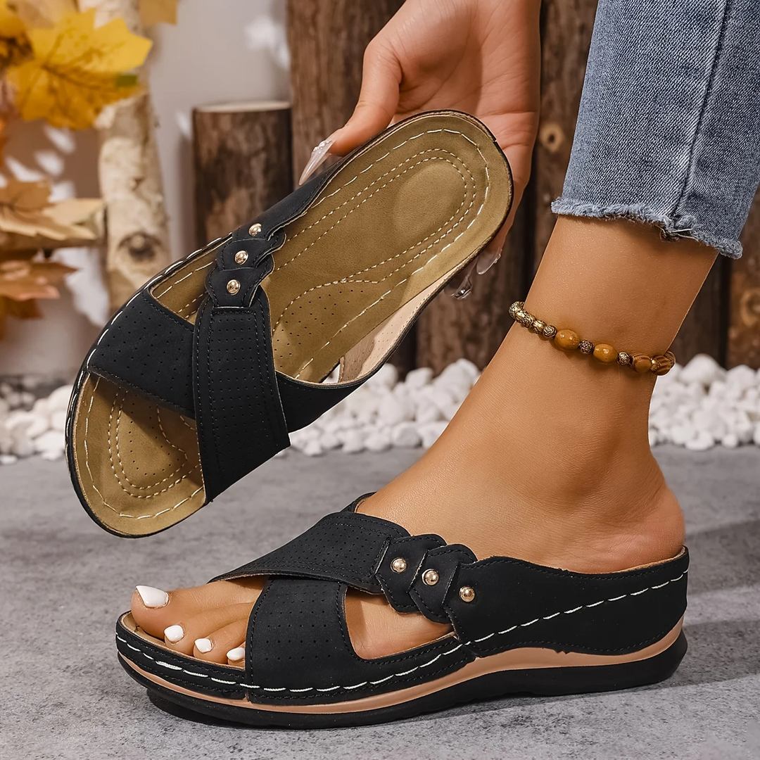 Women's Cross-Strap Wedge Sandals