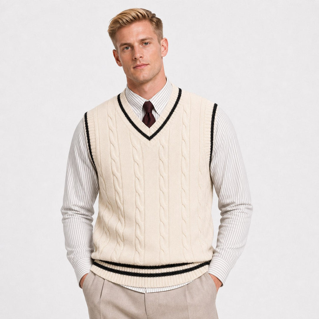Cable Knit V Neck Sweater Vest