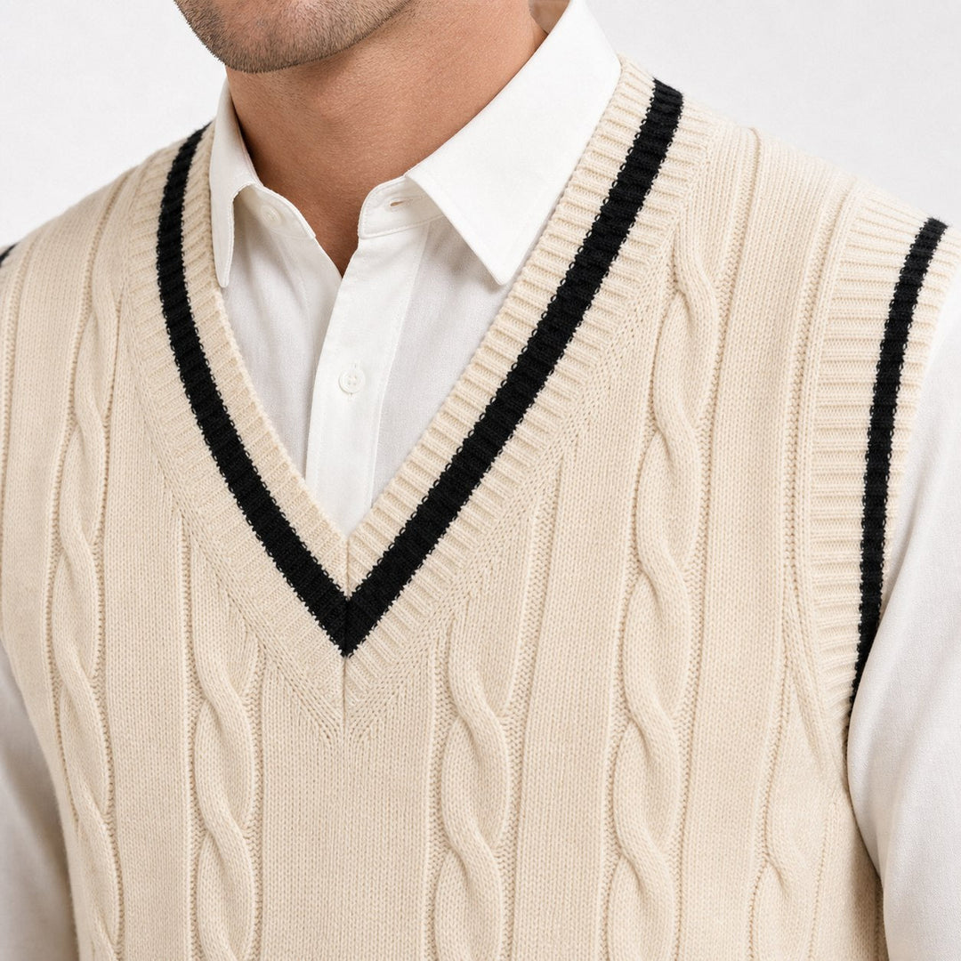 Cable Knit V Neck Sweater Vest