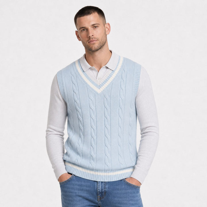 Cable Knit V Neck Sweater Vest