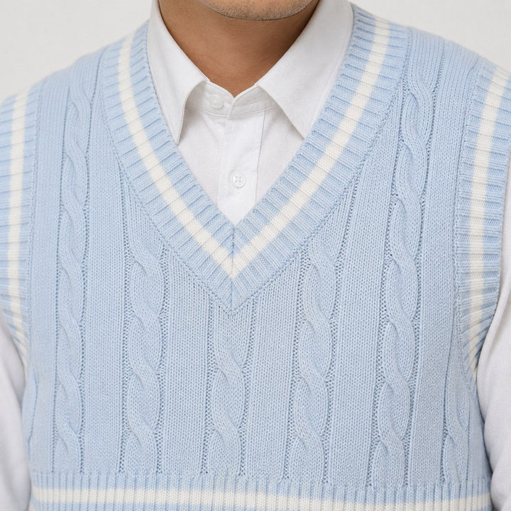 Cable Knit V Neck Sweater Vest