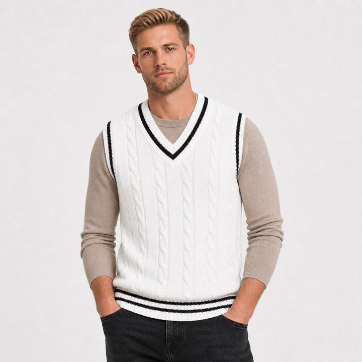 Cable Knit V Neck Sweater Vest