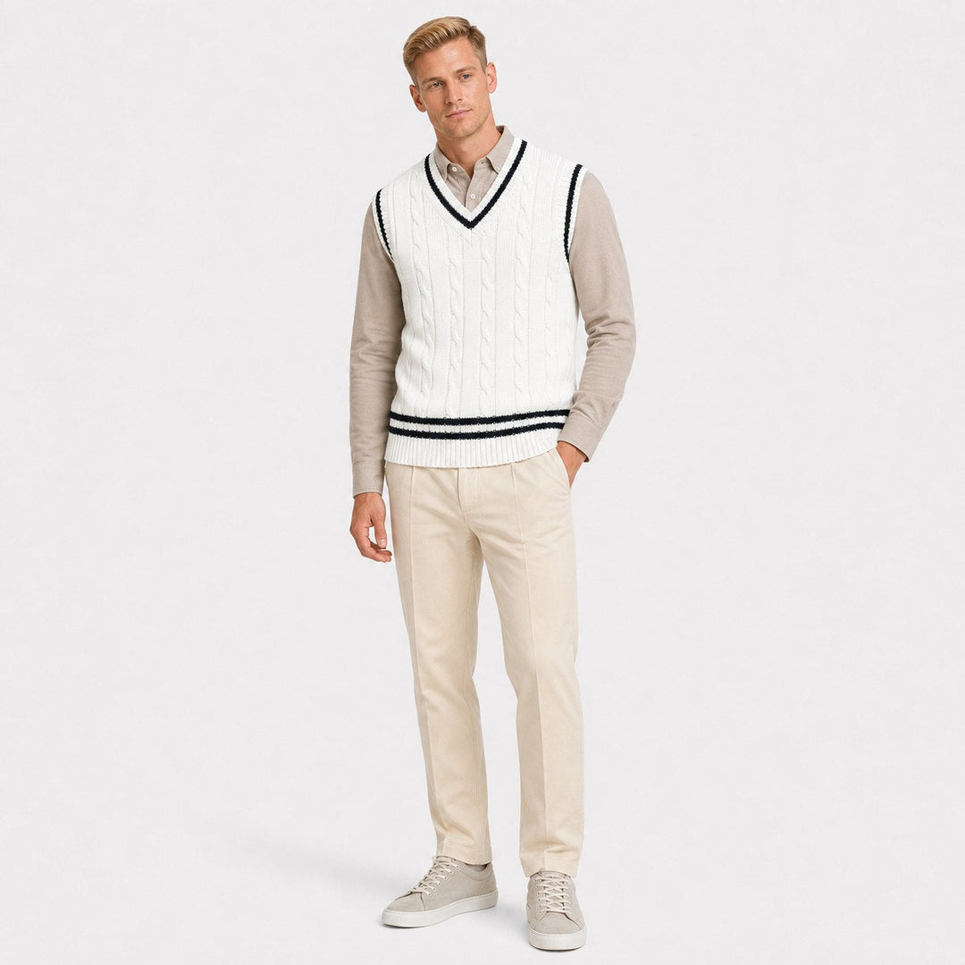 Cable Knit V Neck Sweater Vest