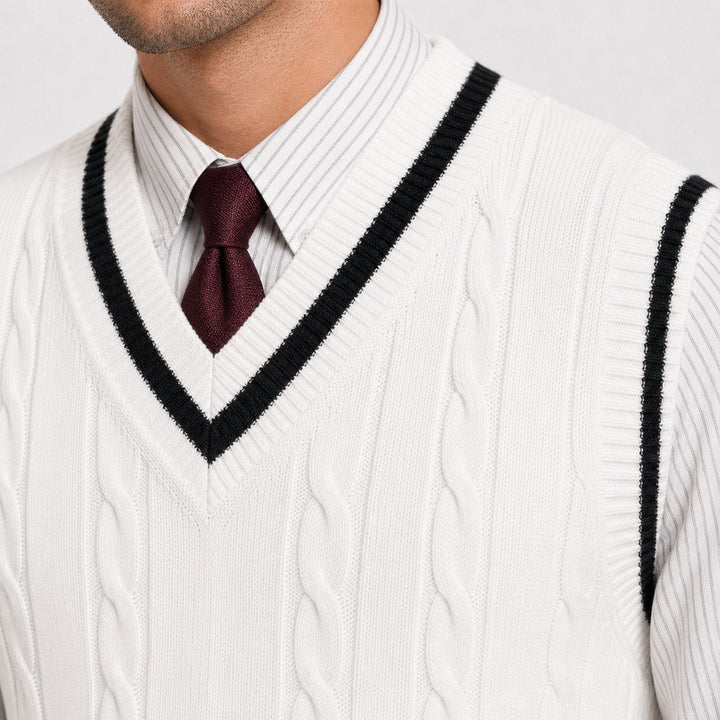 Cable Knit V Neck Sweater Vest