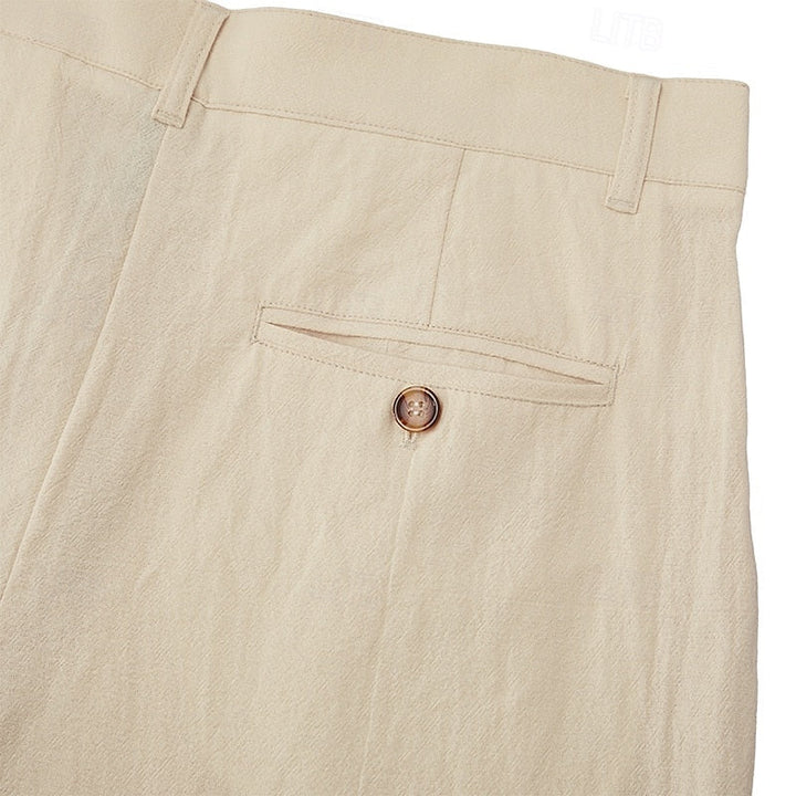 Men's Linen Pleated Pants with Tailored Fit