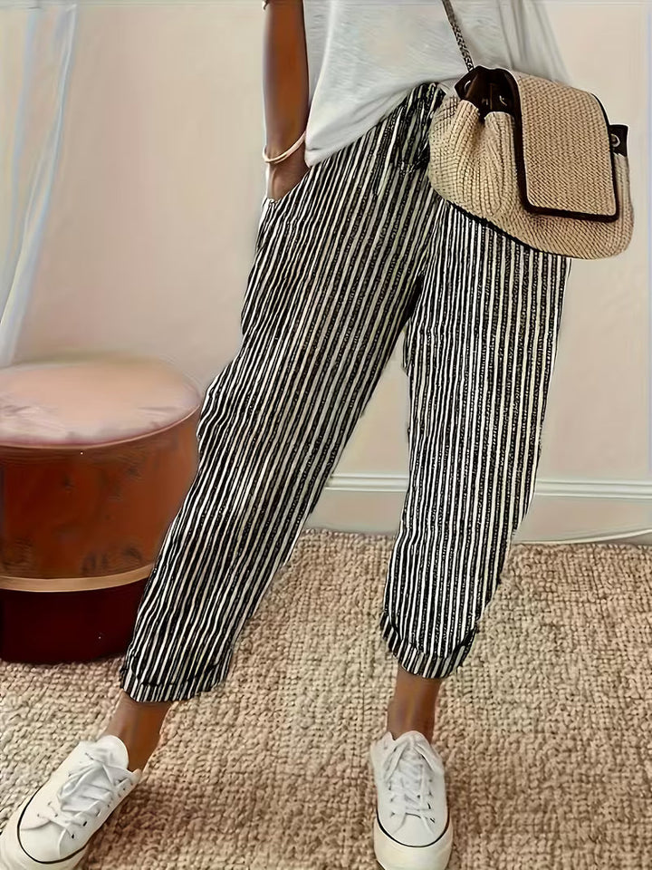 Elara | Relaxed Striped Cropped Pants