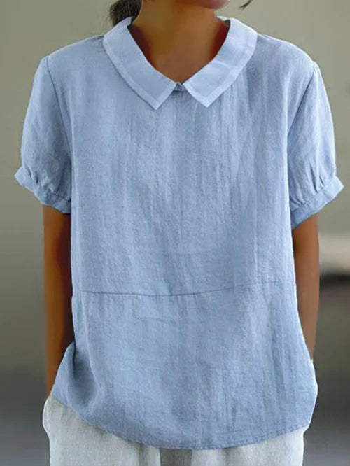 Women's Linen Peter Pan Collar Top
