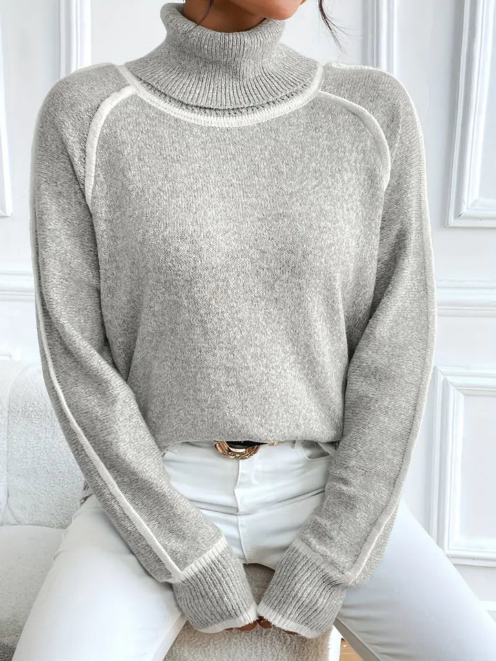 Women's Roll Neck Jumper with Raglan Sleeves in Relaxed Fit