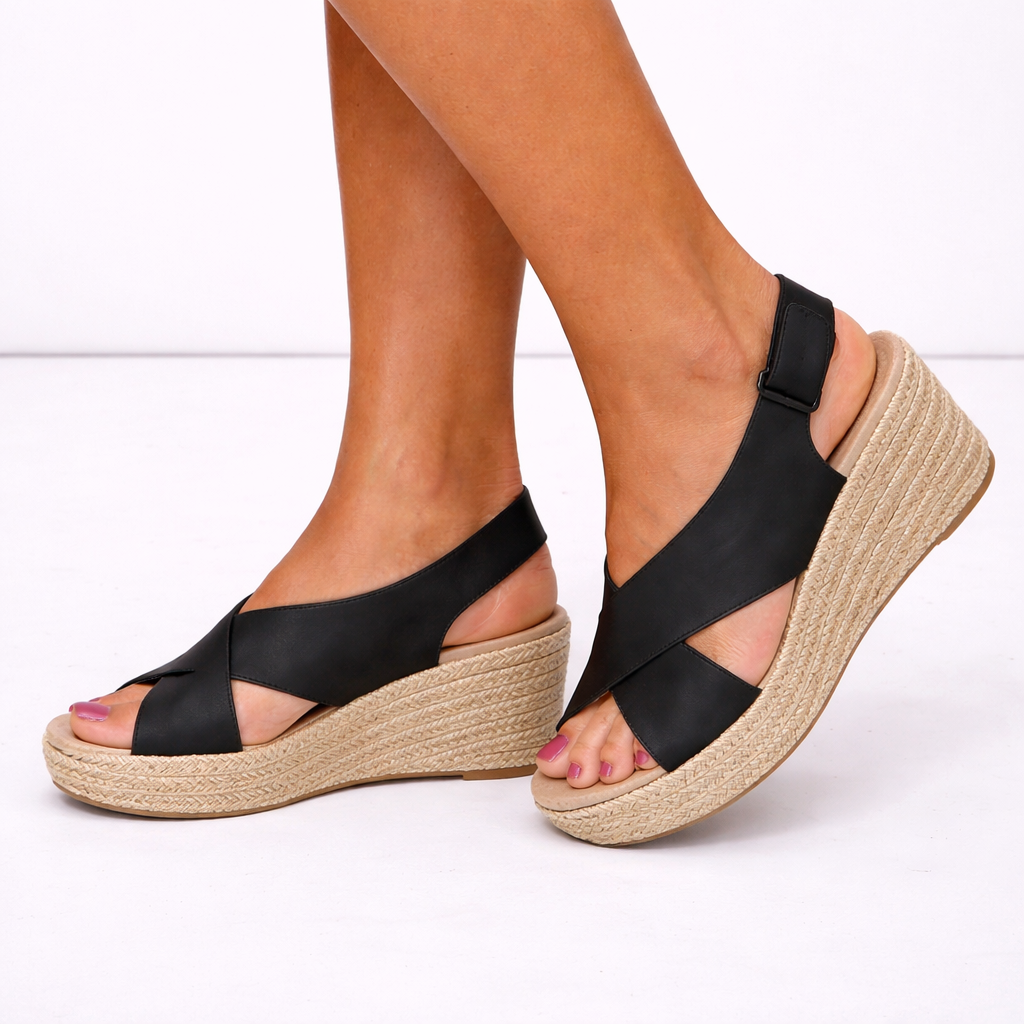 Ruby | Cross Strap Platform Wedge Sandals