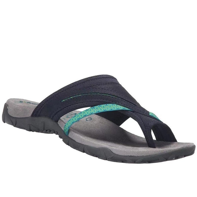 Women's Orthopedic Leather Toe-Post Sandals with Cushioned Footbed
