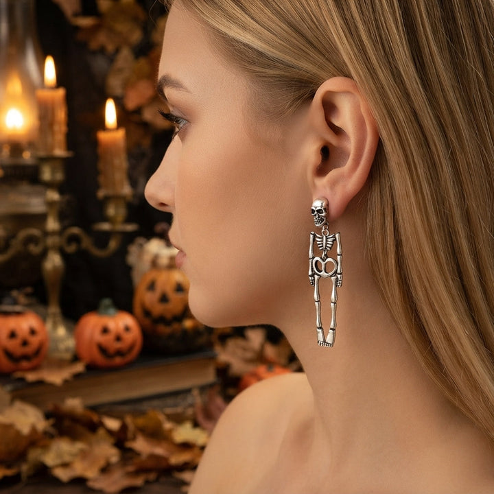 Women's Skeleton Skull Dangle Earrings for Halloween