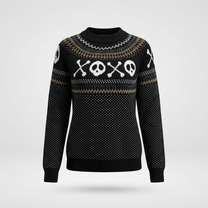 Women's Knit Halloween Jumper with Skull Skeleton Print