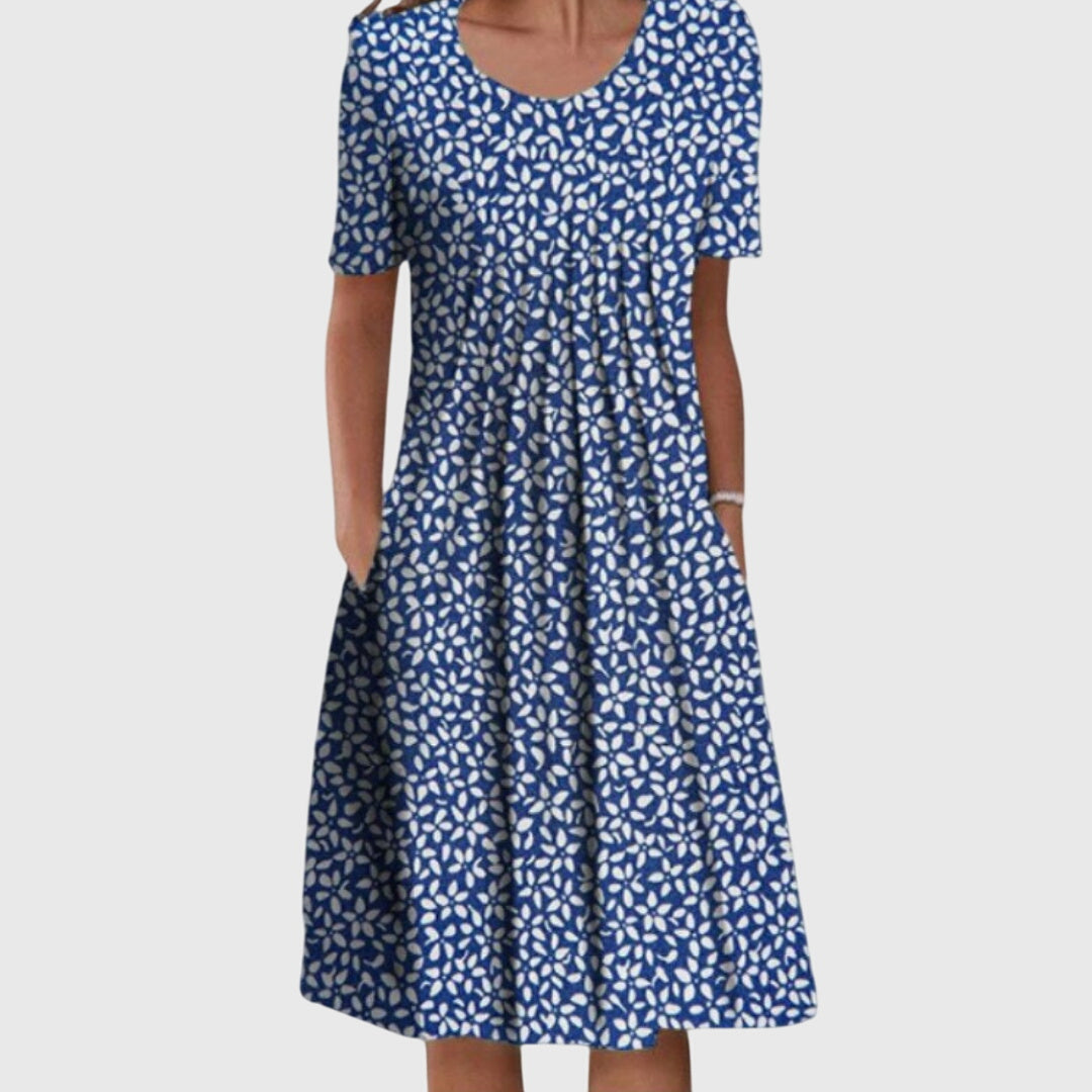 Women's Floral Midi Dress with Side Pockets