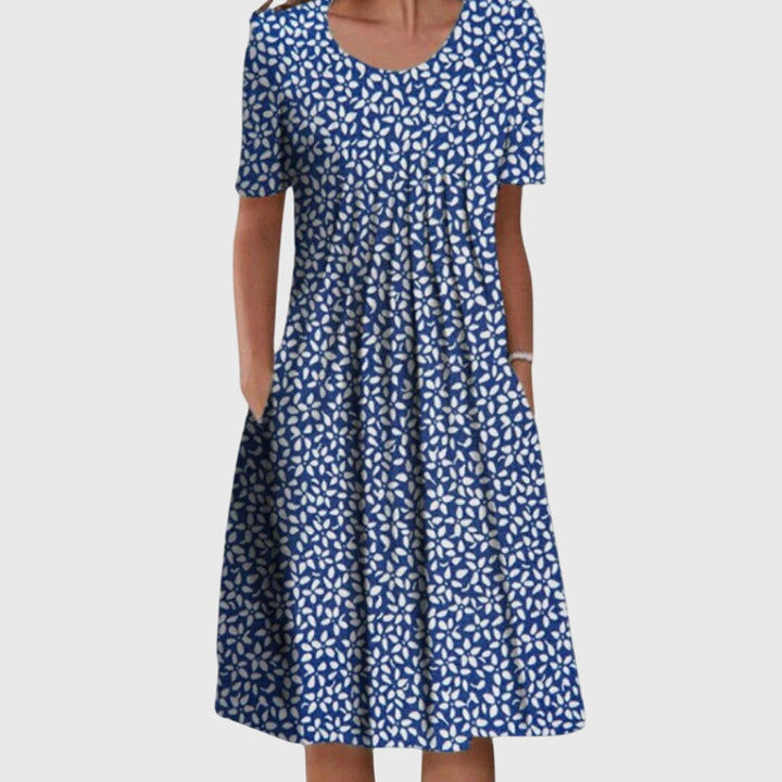 Women's Floral Midi Dress with Side Pockets