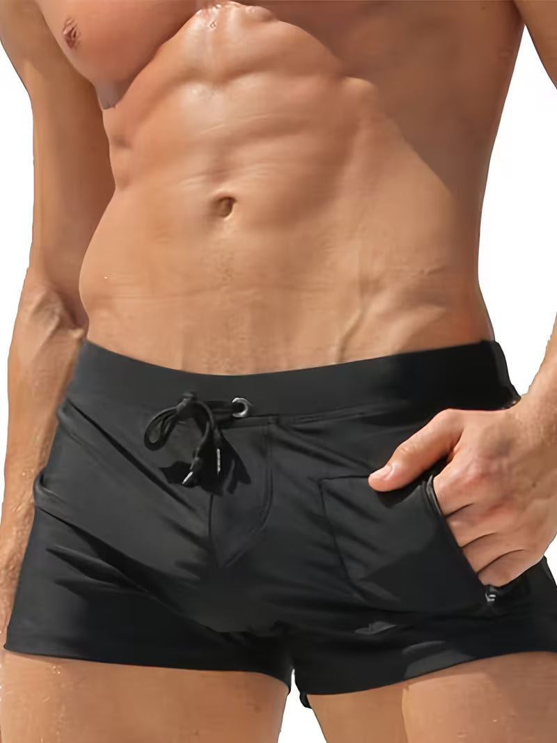 Men's Fitted Board Shorts with Zip Pocket