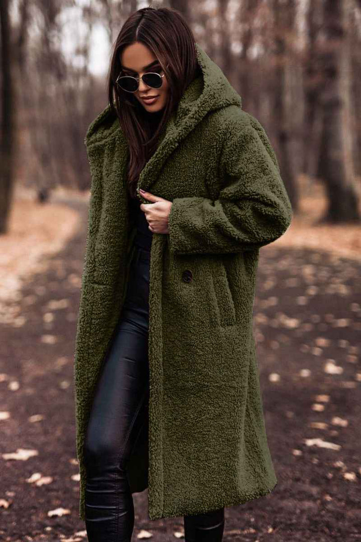 Women's Oversized Wool Teddy Coat with Hood