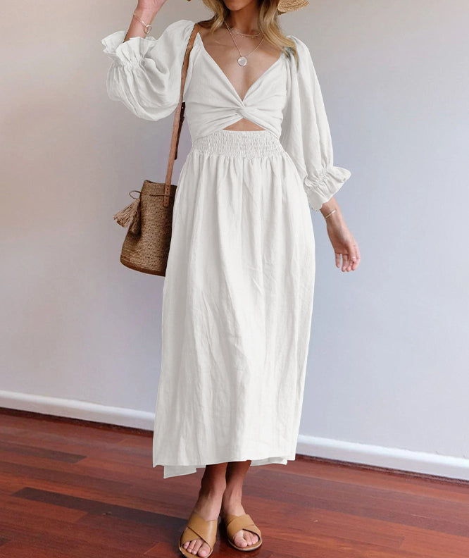 Vivienne | Smocked Square Neck Maxi Dress