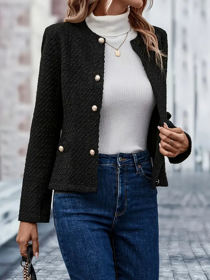 Amelia | Tailored Collarless Button Front Jacket