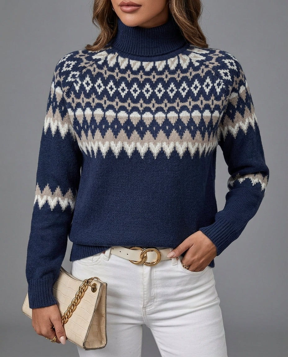 Women's Fair Isle Knit Turtleneck Jumper
