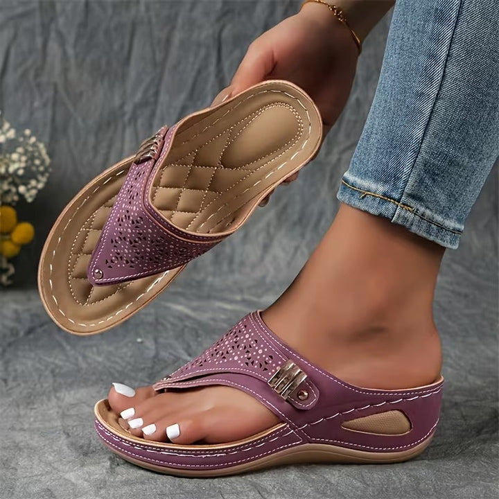 Women's Orthopedic Wedge Sandals with Perforated Strap