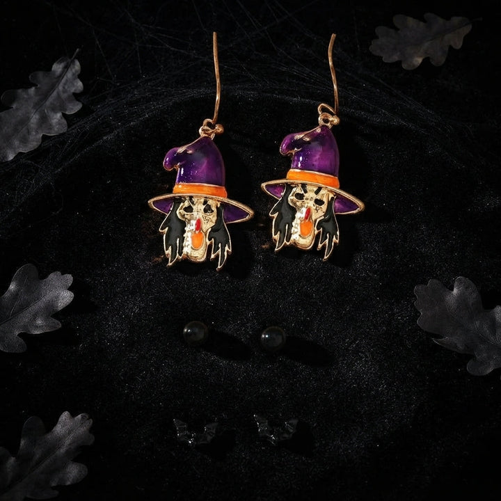 Women's Spider Cauldron Spiderweb Halloween Earrings Set